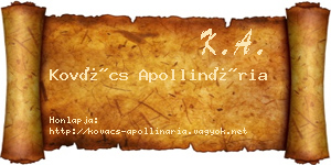 Kovács Apollinária névjegykártya